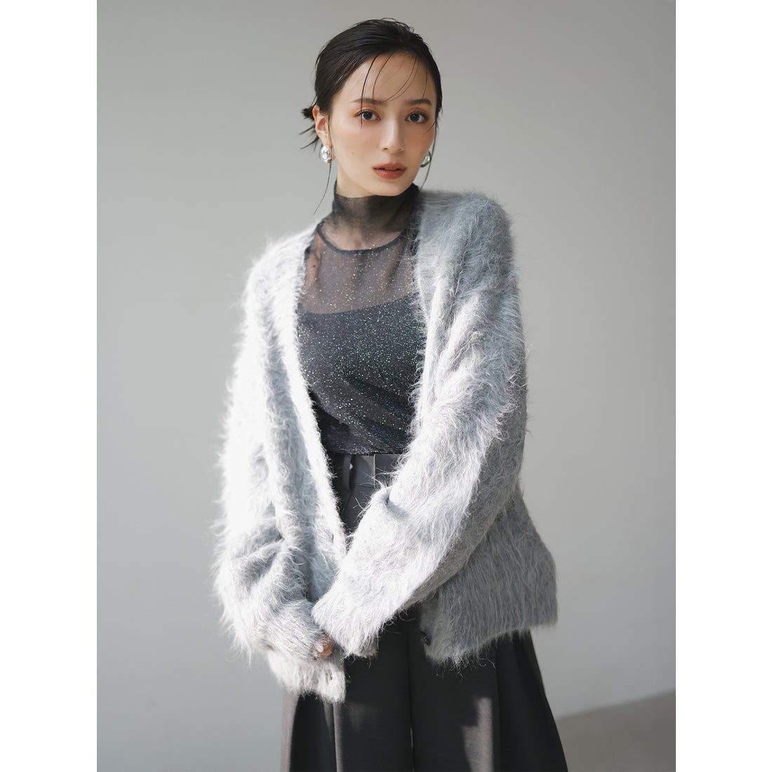 アニュアンス anuans *スーリーアルパカニットカーディガン （GREY