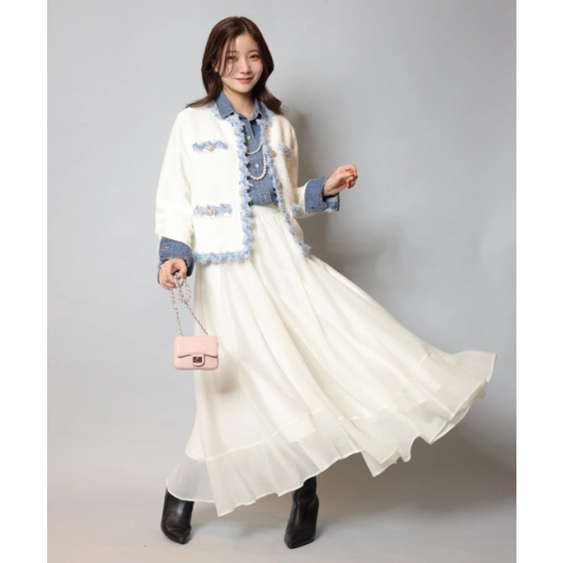 アプワイザー・リッシェ Apuweiser-riche MIXブレードニットジャケット