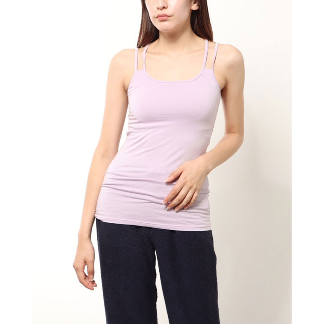 アズ as カップ付きダブルストラップキャミソール （ピンク