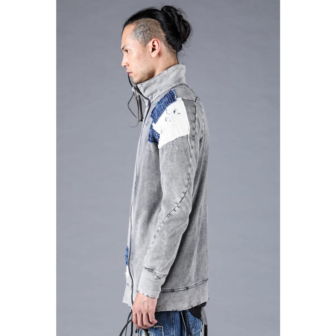 ディーハイゲン D.HYGEN 無燃糸裏毛パッチダメージWジップハイネック