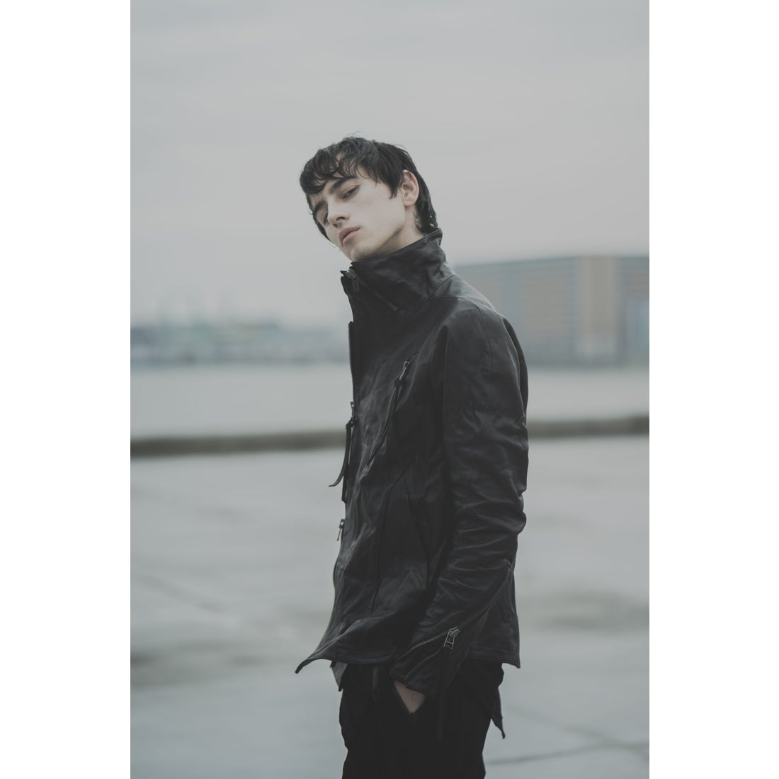 ディーハイゲン D.HYGEN Horse Leather High Neck Jacket （BLACK