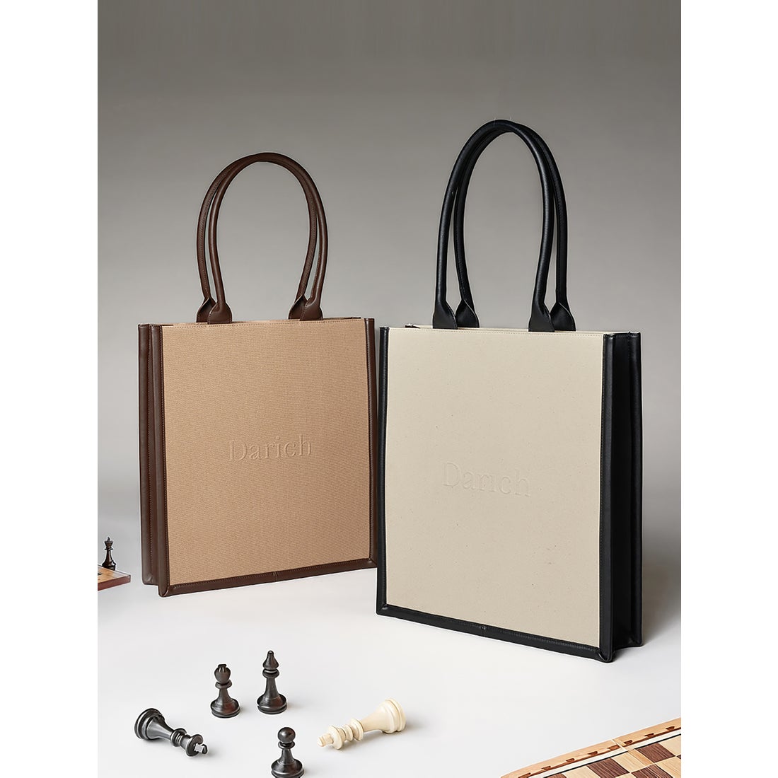 ダーリッチ Darich レザーキャンバストートバッグ （アイボリー