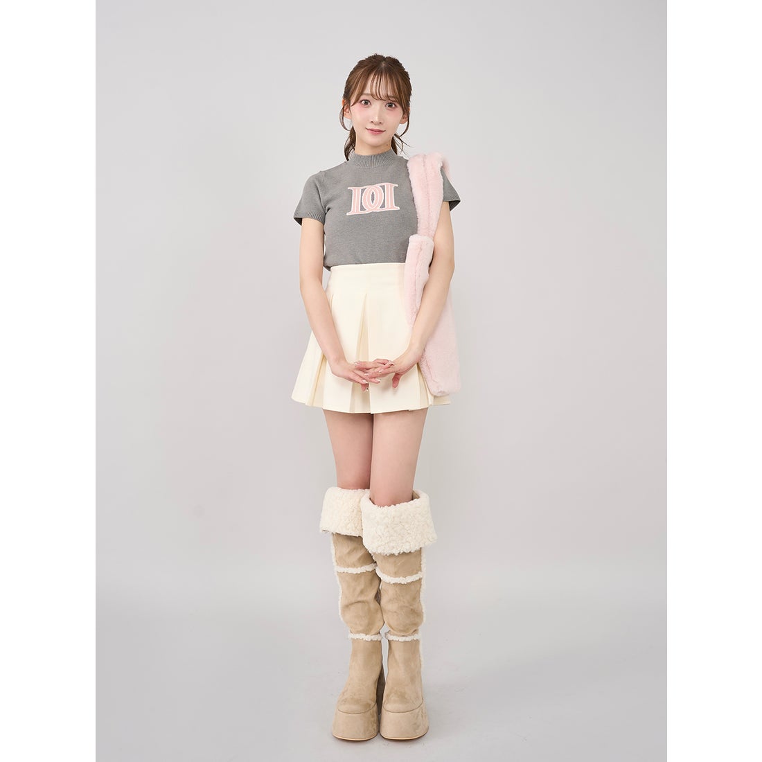 ダーリッチ Darich フェイクムートンニーハイブーツ （アイボリー