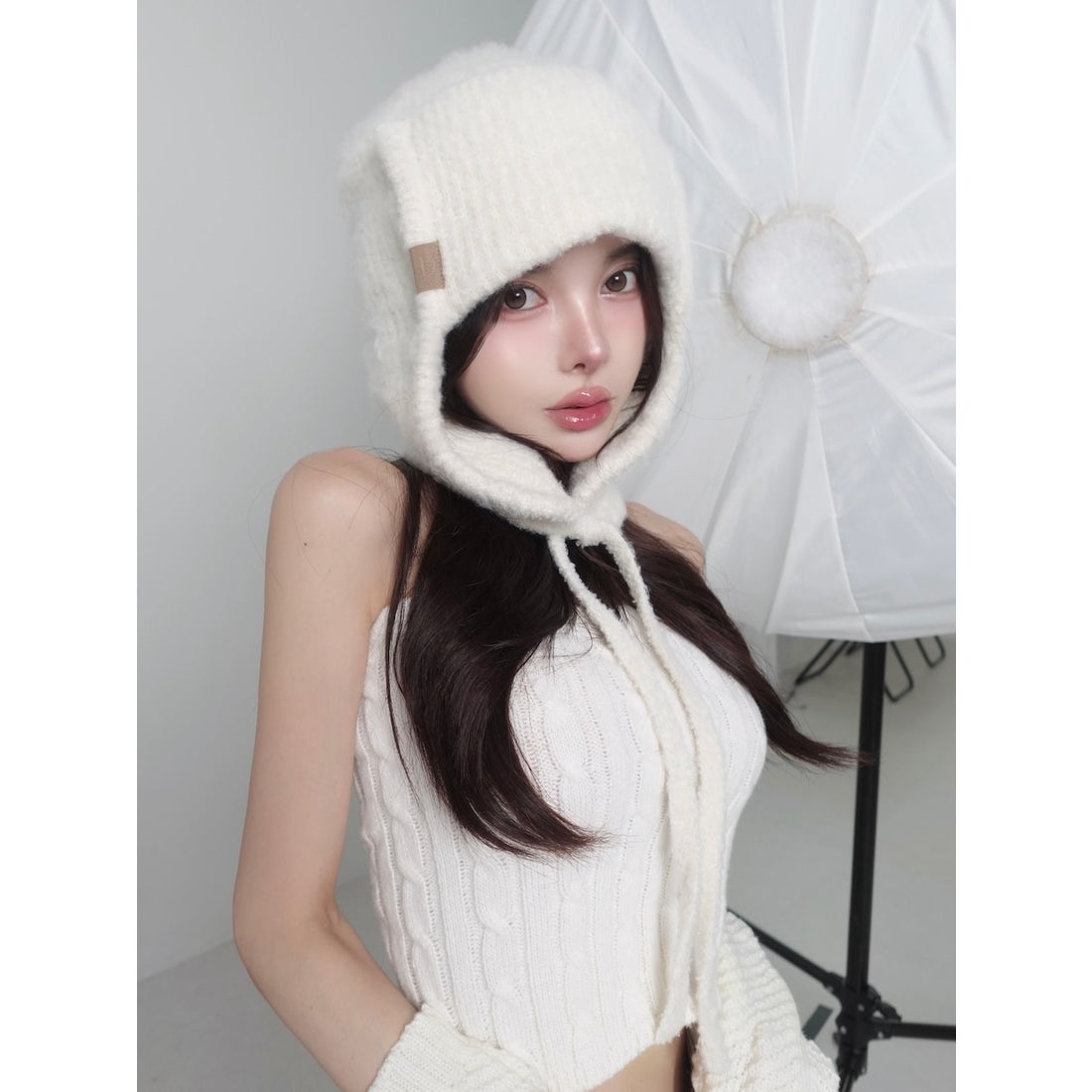 ダーリッチ Darich レザータグパッチフライトキャップ （アイボリー