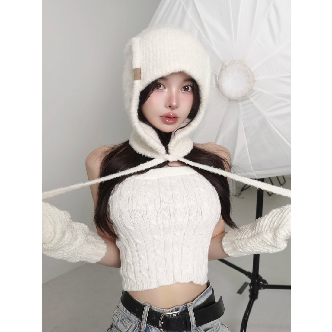 ダーリッチ Darich レザータグパッチフライトキャップ （アイボリー