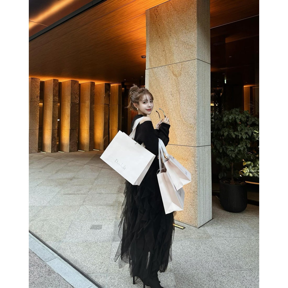 ダーリッチ Darich ボリュームチュールラッフルスカート （ブラック