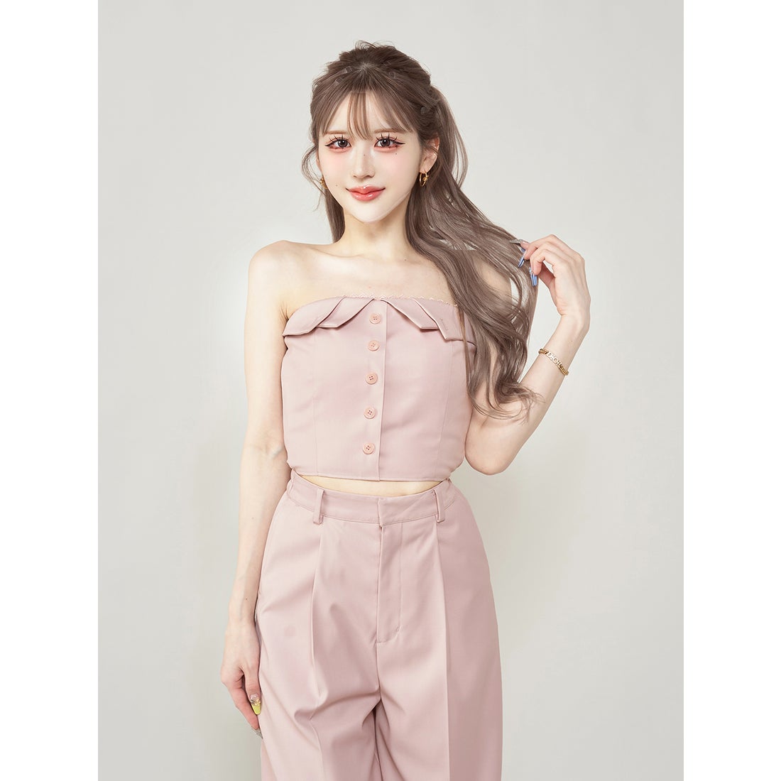 ダーリッチ Darich カラーデザインベアトップ （ピンク