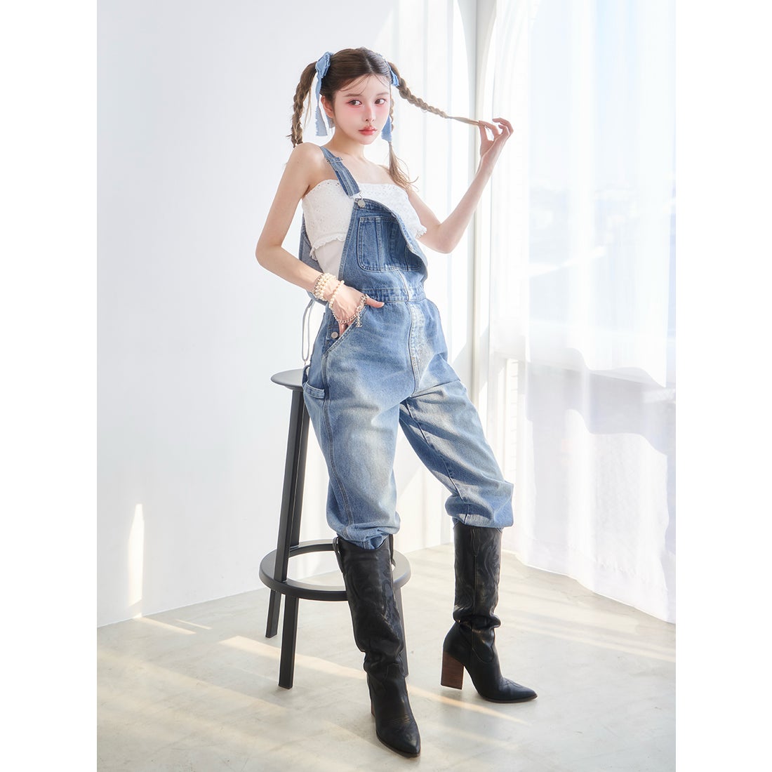 ダーリッチ Darich コットンレースドッキングベアトップス （ホワイト