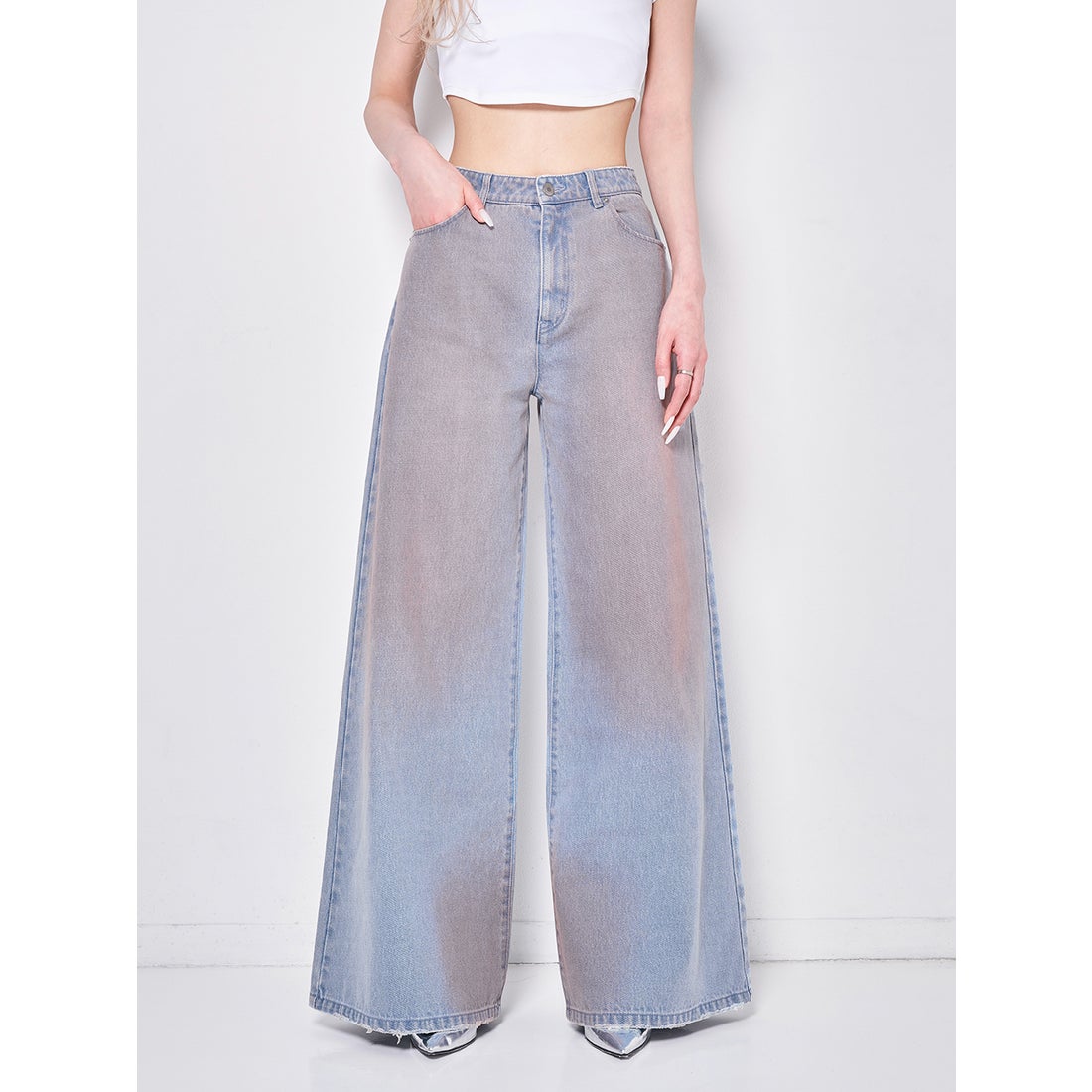 ダーリッチ Darich ミッドライズデニムパンツ （アイスブルー