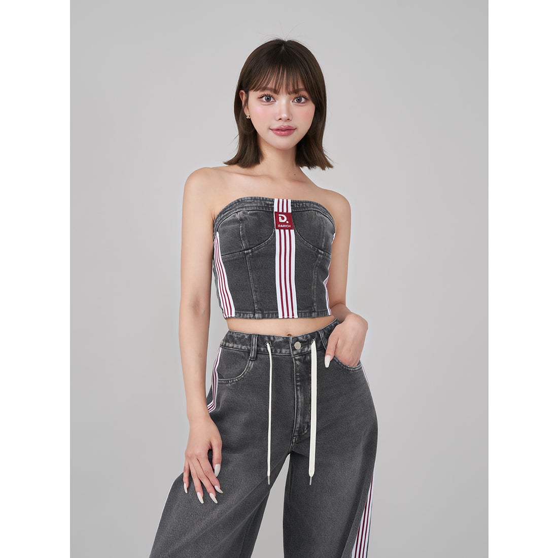 ダーリッチ Darich リメイクライクデニムベアトップ （ブラック