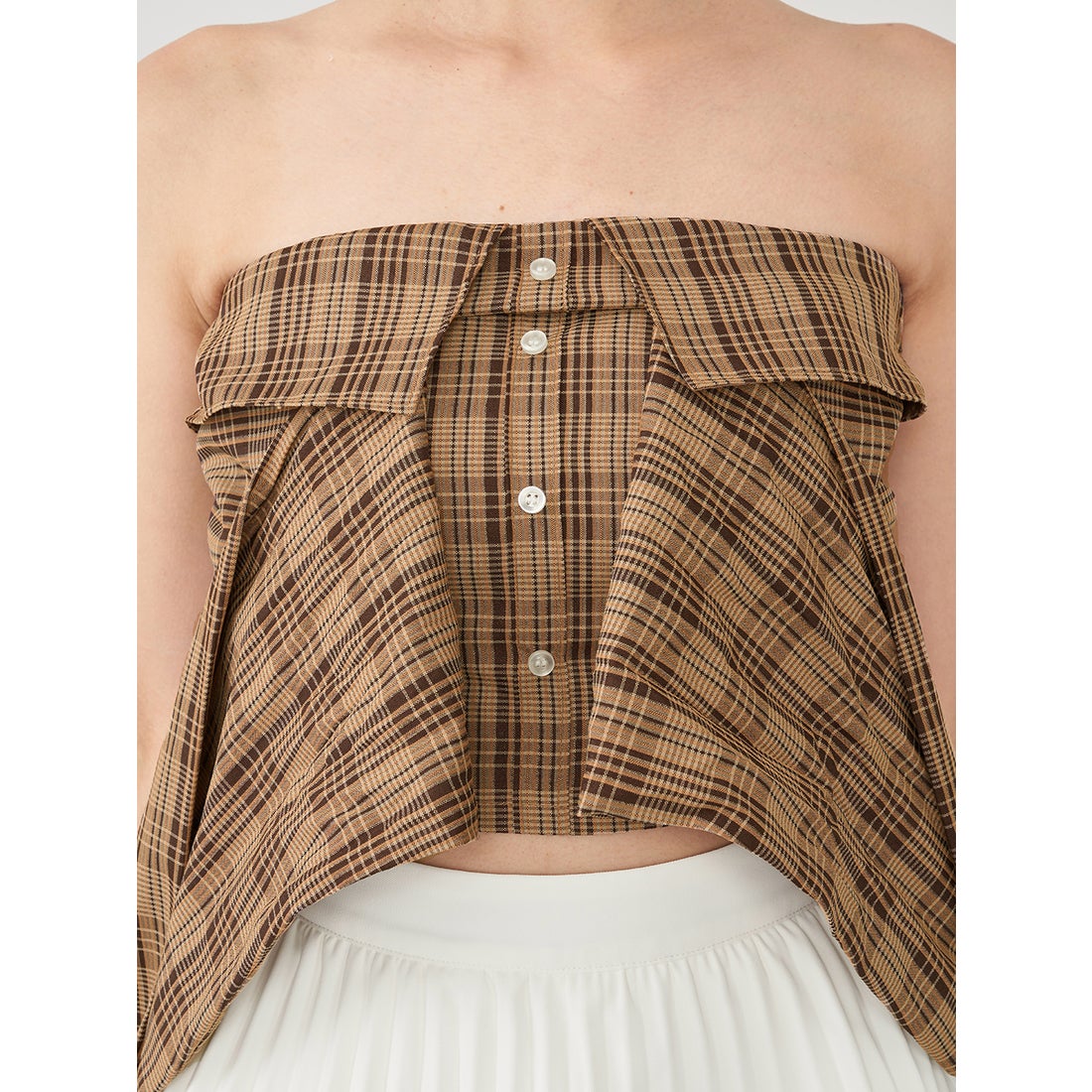 ダーリッチ Darich タータンチェックリボンベアトップ （ベージュ