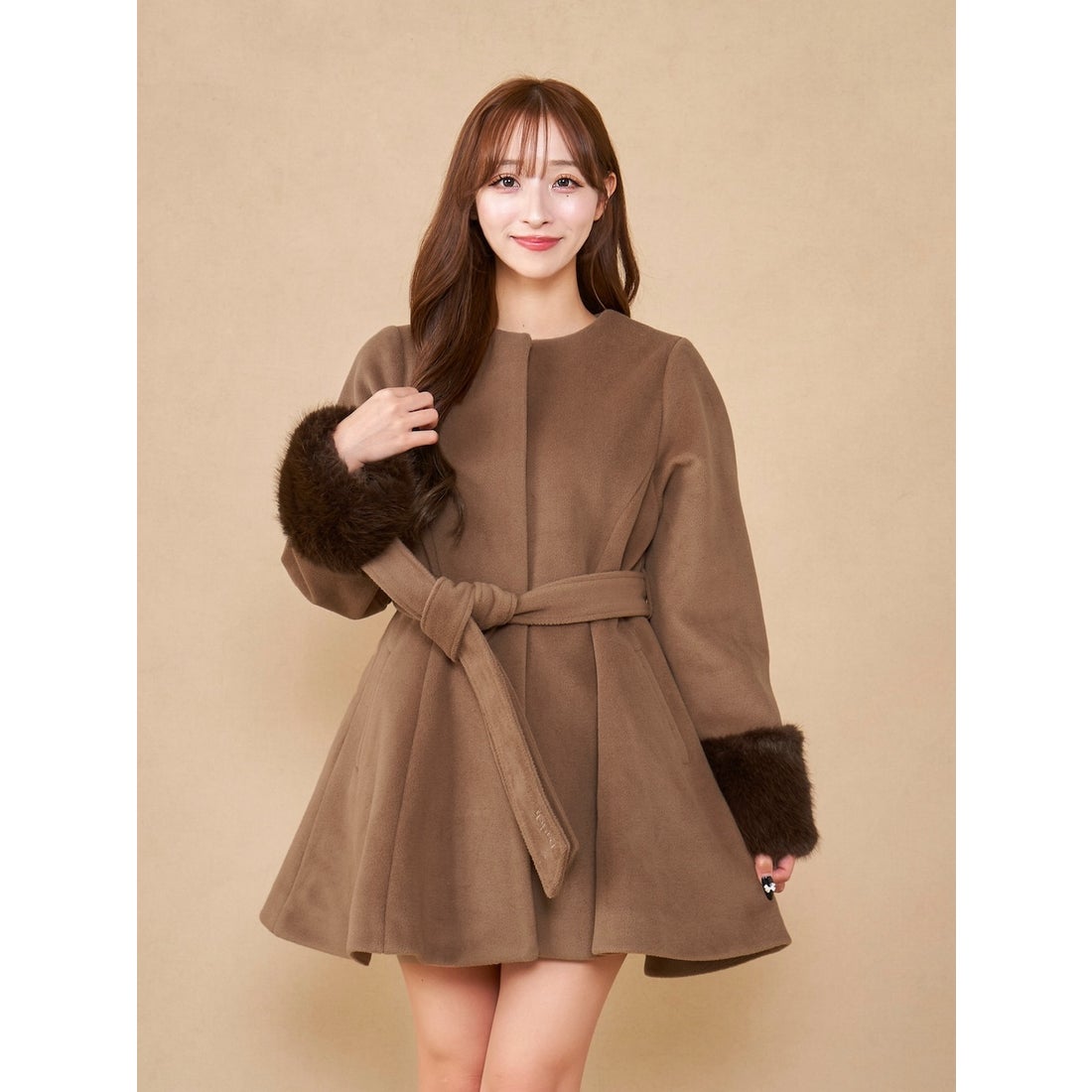ダーリッチ Darich ウエストベルトメルトンコート （ブラウン