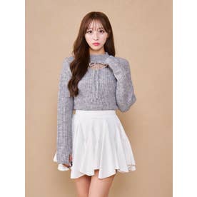 ダーリッチ Darich レースアップリボンニットトップス （グレー