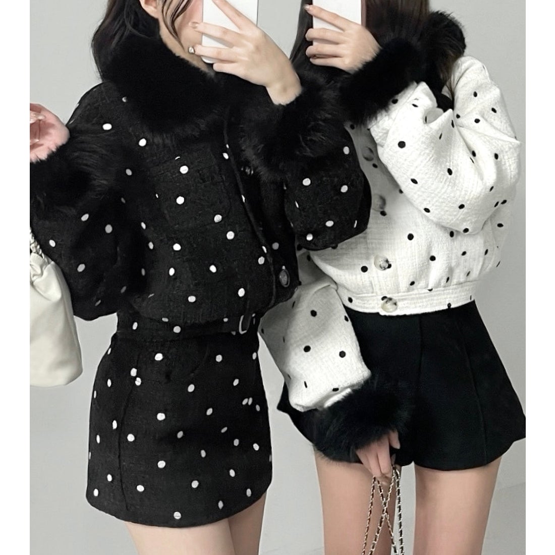 ダーリッチ Darich ドットツイードジャケットコート （ホワイト