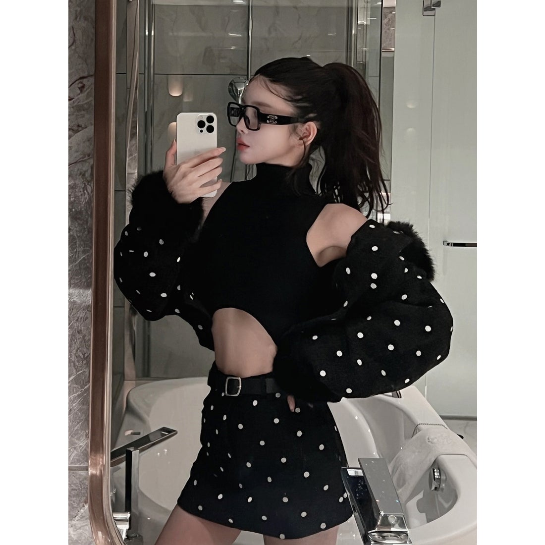 ダーリッチ Darich ドットツイードジャケットコート （ブラック