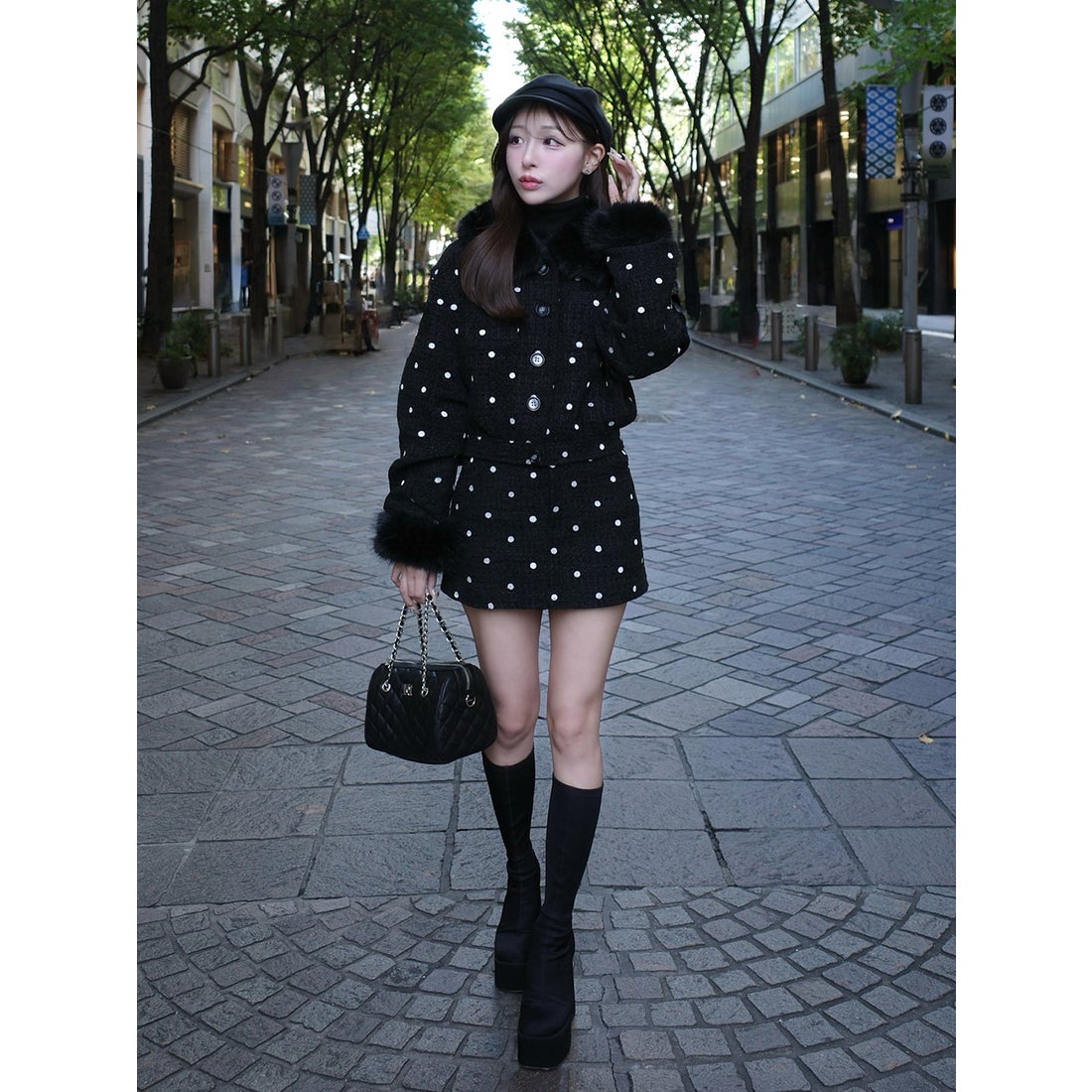 ダーリッチ Darich ドットツイードジャケットコート （ブラック