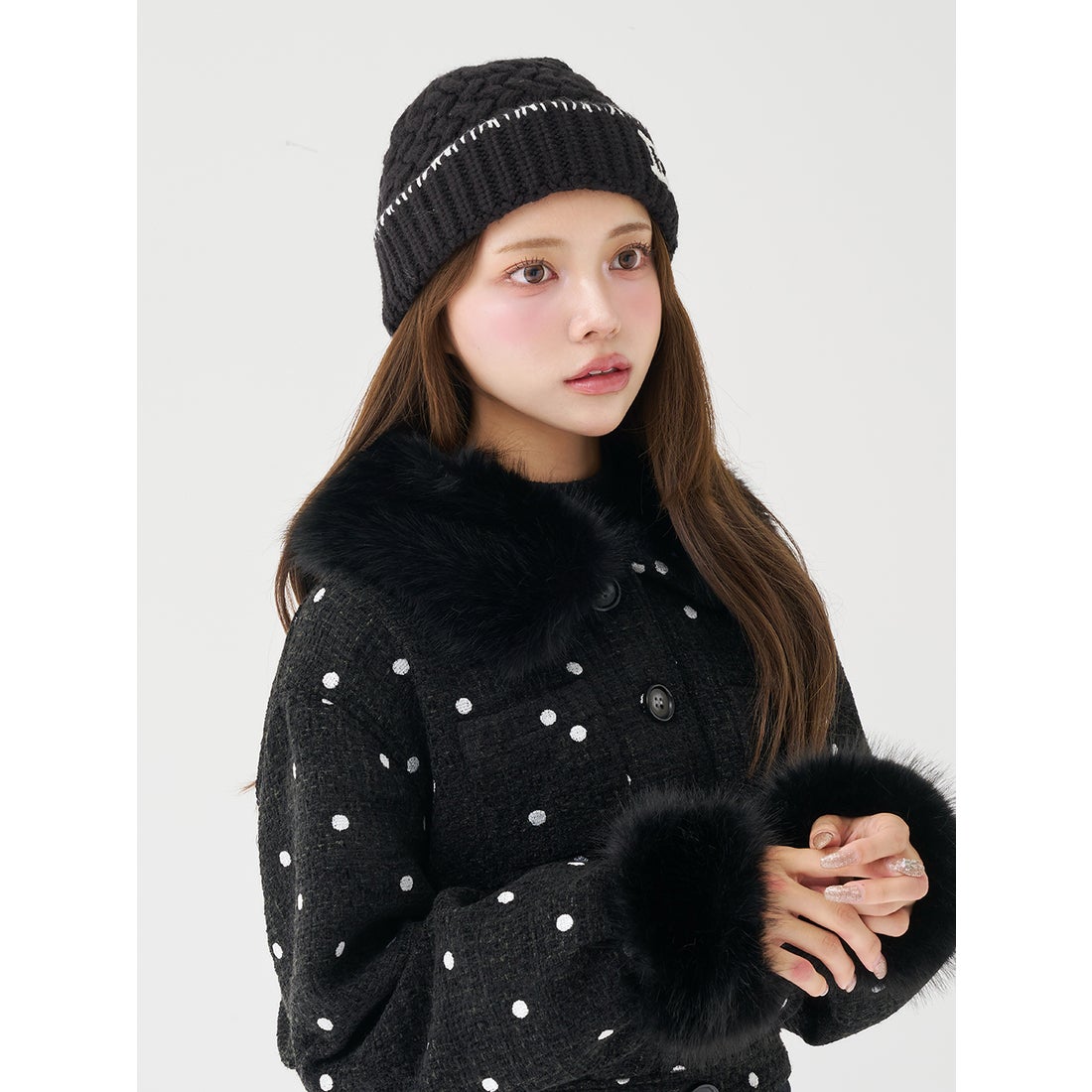 ダーリッチ Darich ドットツイードジャケットコート （ブラック