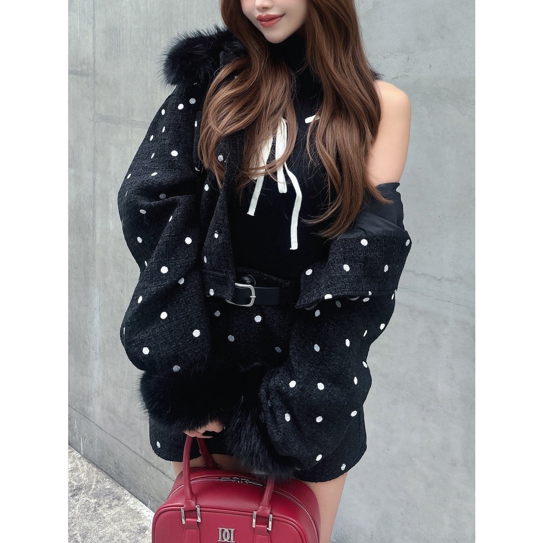 ダーリッチ Darich ドットツイードジャケットコート （ブラック