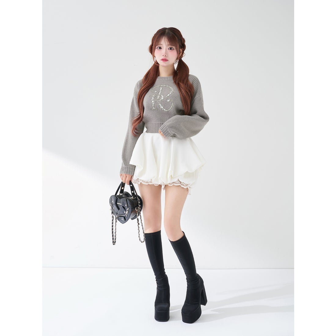 ダーリッチ Darich DRビジューボリュームリブニットトップス