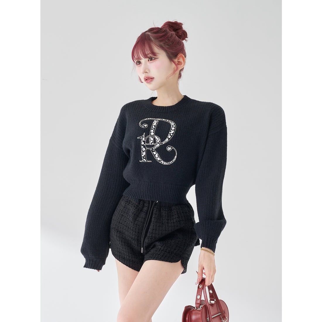 ダーリッチ Darich DRビジューボリュームリブニットトップス