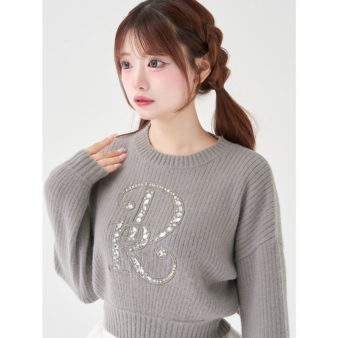 ダーリッチ Darich DRビジューボリュームリブニットトップス