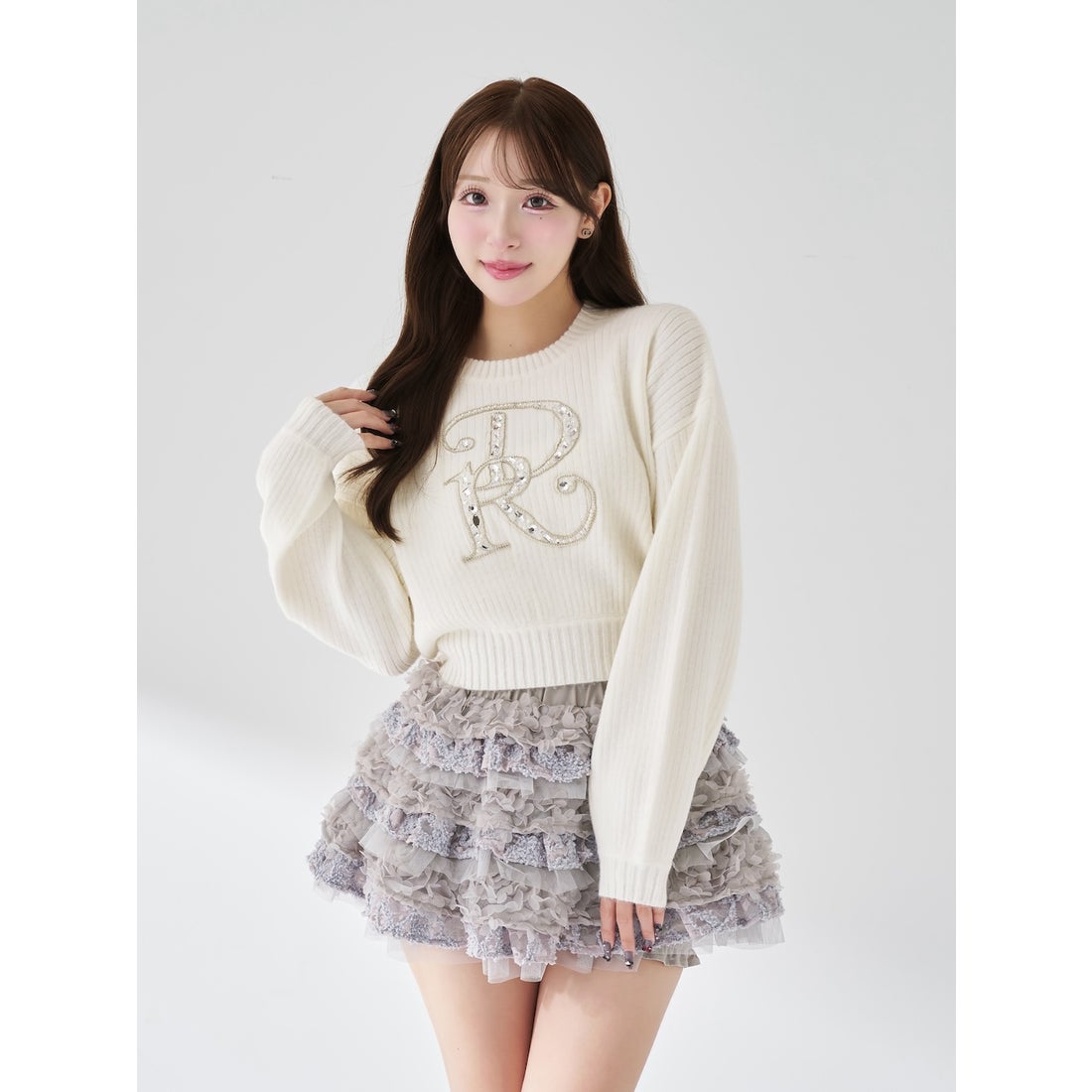 ダーリッチ Darich DRビジューボリュームリブニットトップス