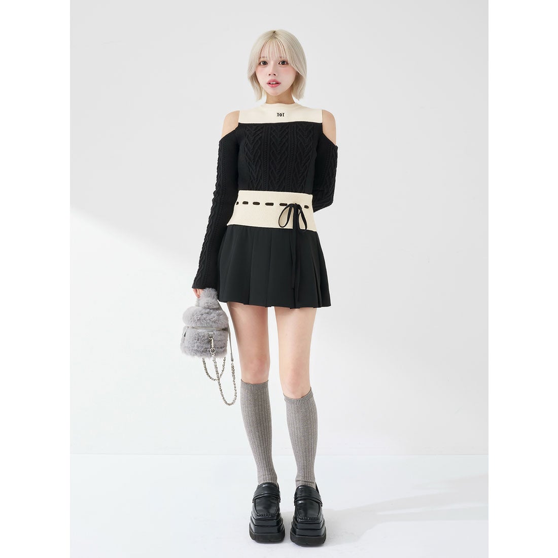 ダーリッチ Darich ショルダーオープンニットセットアップ （ブラック