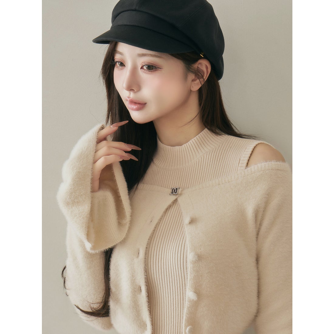 ダーリッチ Darich アンサンブルシャギーニットトップス （アイボリー