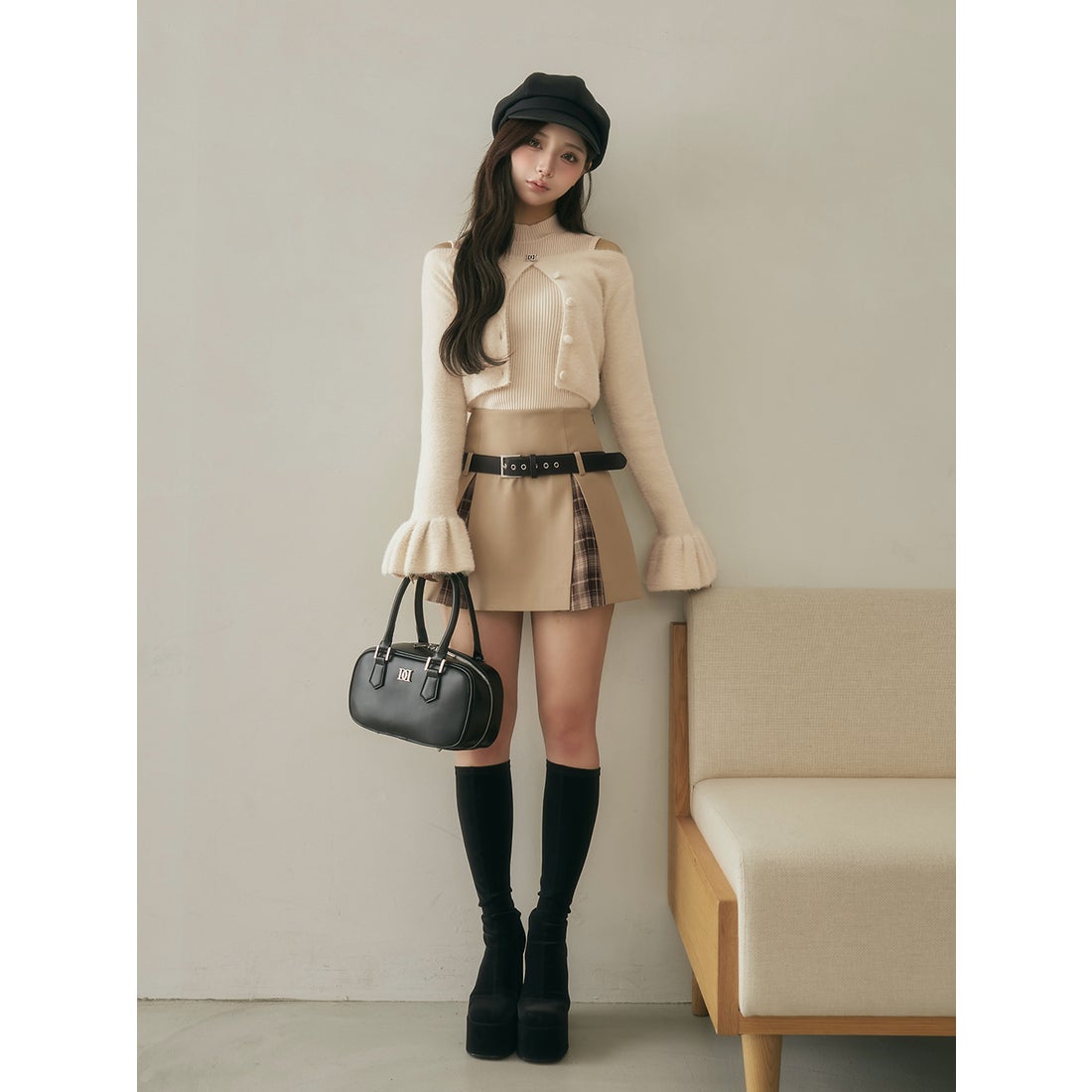 ダーリッチ Darich アンサンブルシャギーニットトップス （アイボリー