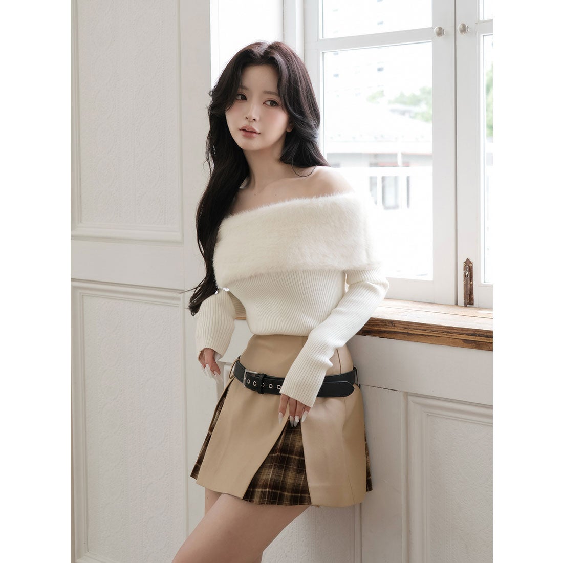 ダーリッチ Darich エレガントファーニットトップス （ホワイト