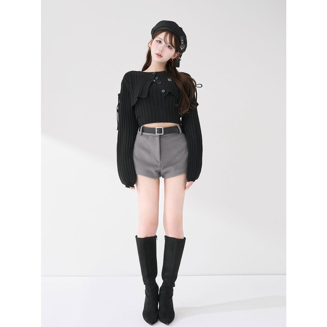 ダーリッチ Darich ショルダーオープンアンサンブルニットトップス