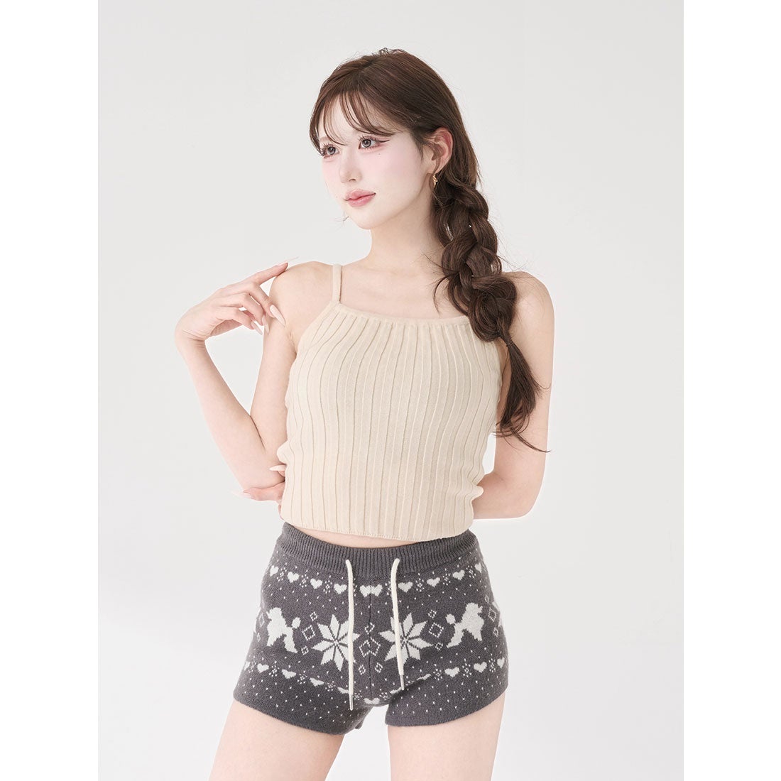 ダーリッチ Darich ショルダーオープンアンサンブルニットトップス