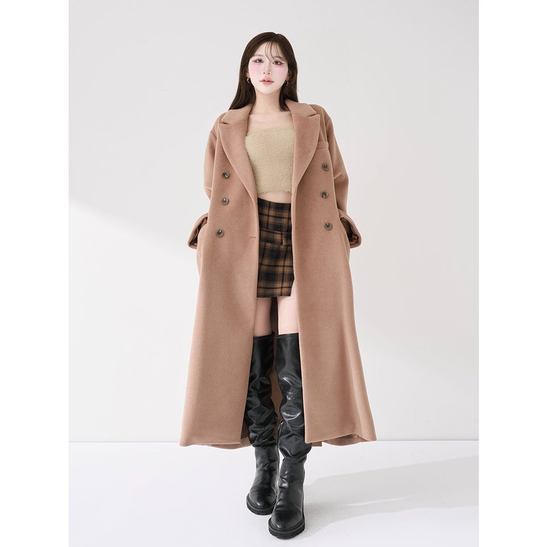 ダーリッチ Darich アシメレイヤードニットトップス （ベージュ