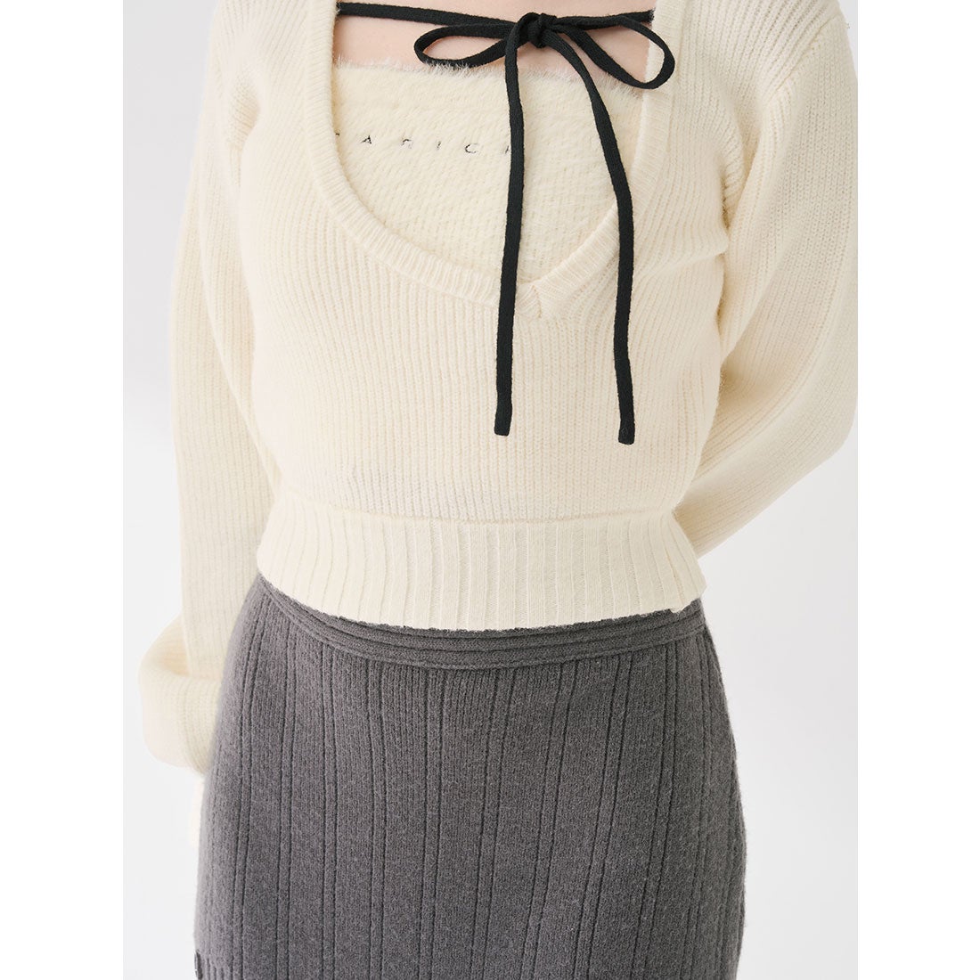 ダーリッチ Darich アシメレイヤードニットトップス （ベージュ