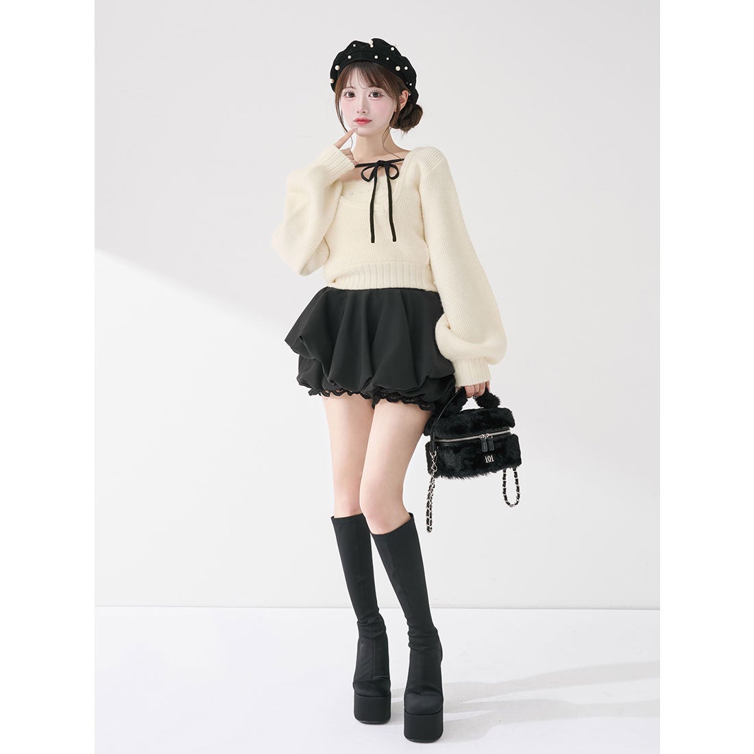 ダーリッチ Darich アシメレイヤードニットトップス （アイボリー