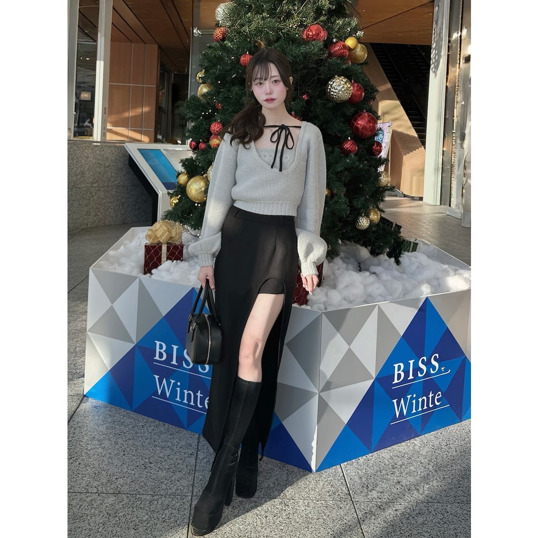 ダーリッチ Darich アシメレイヤードニットトップス （グレー