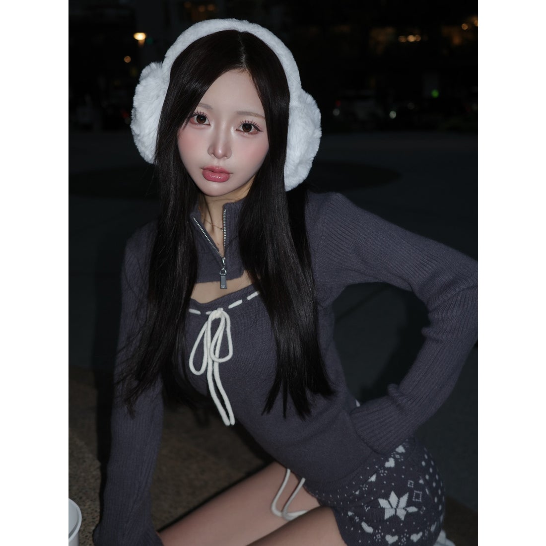 ダーリッチ Darich ステッチリボンオープンニットトップス （ベビー