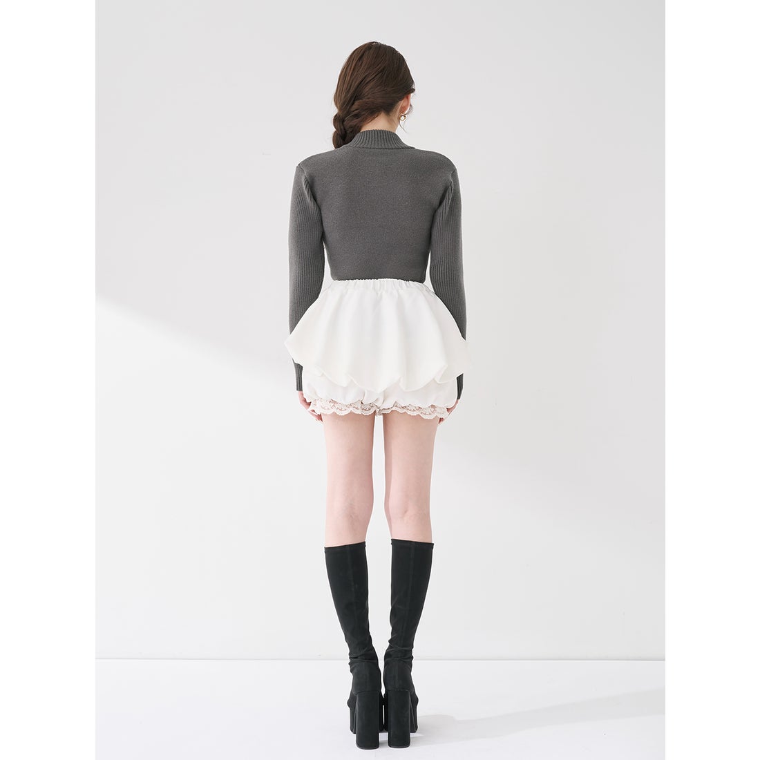 ダーリッチ Darich ステッチリボンオープンニットトップス