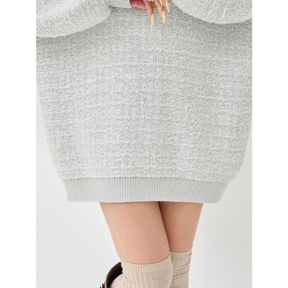 ダーリッチ Darich DDロゴツイードニットプルオーバー （サックス