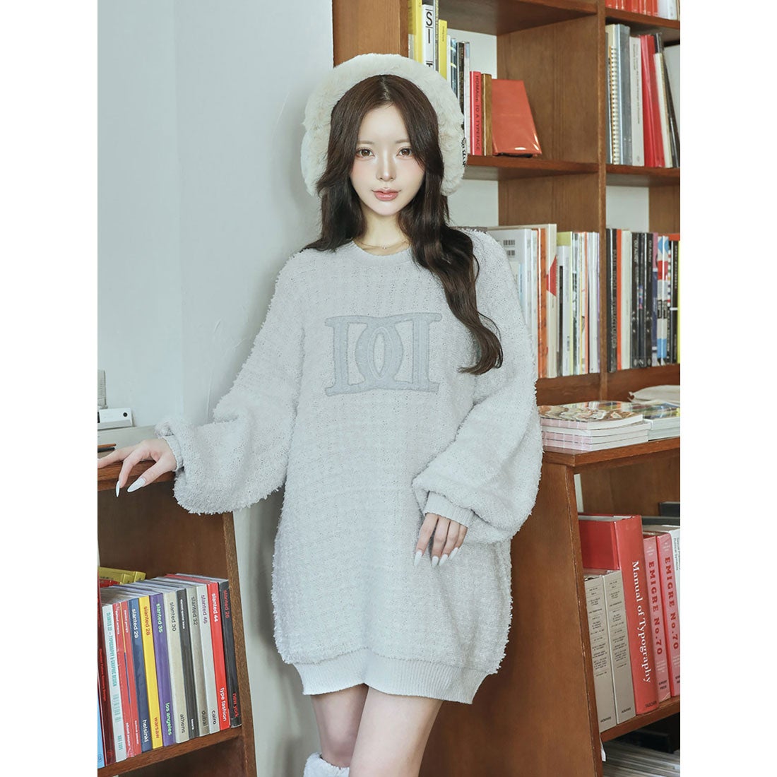 ダーリッチ Darich DDロゴツイードニットプルオーバー （サックス