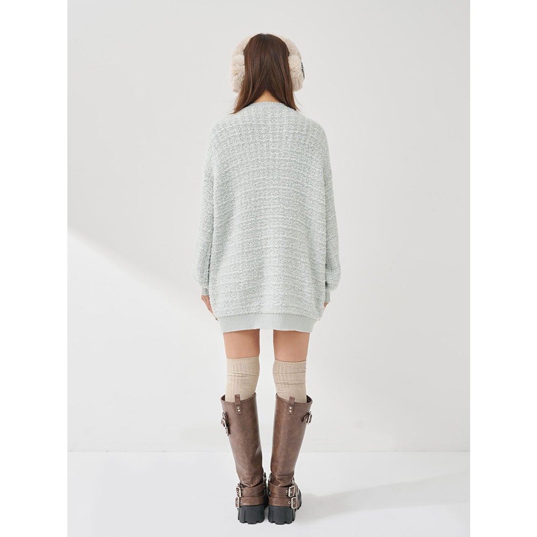 ダーリッチ Darich DDロゴツイードニットプルオーバー （サックス