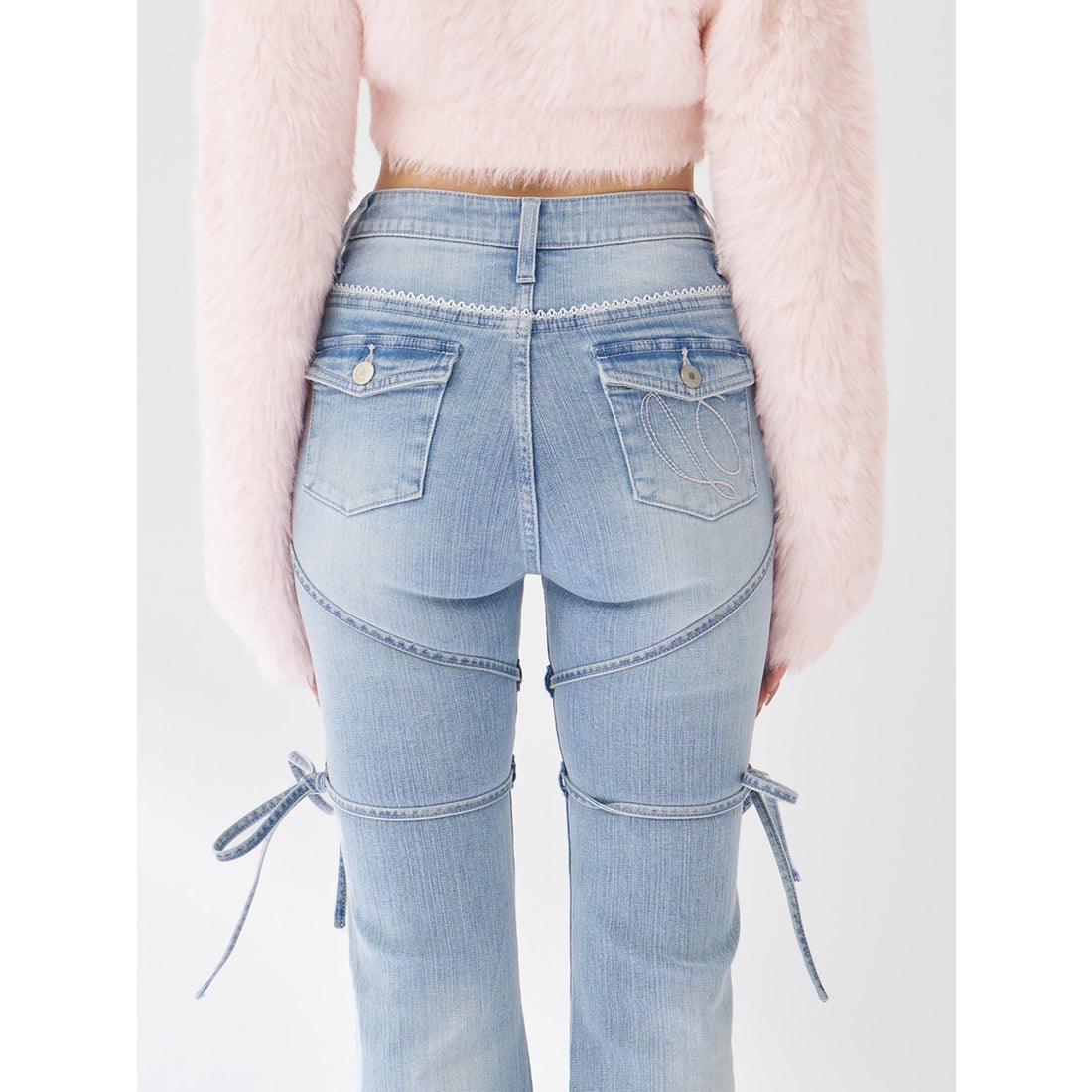 ダーリッチ Darich ピコレースハイウエストフレアデニム （アイス