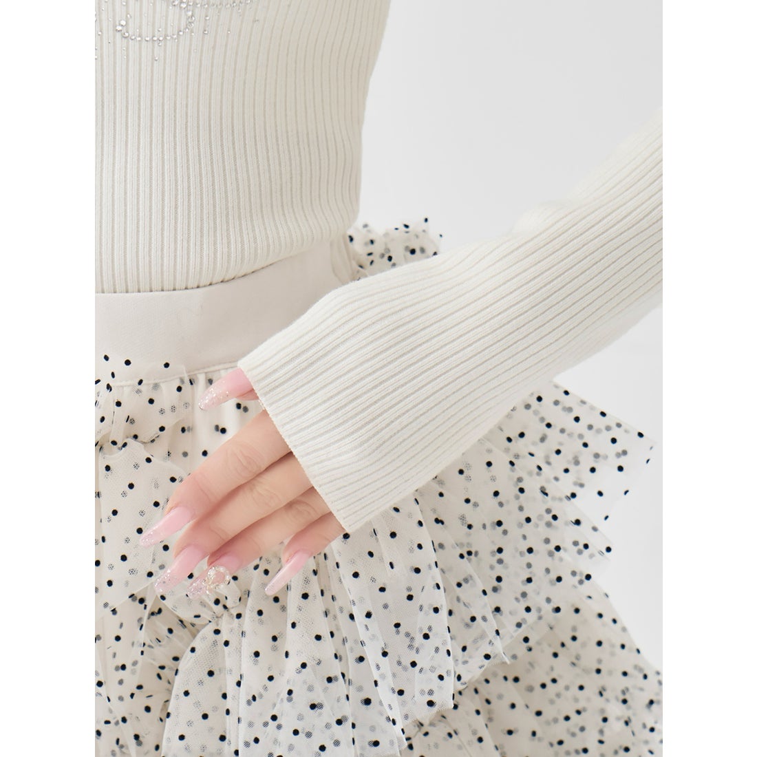 ダーリッチ Darich ビジューロゴボートネックニットトップス