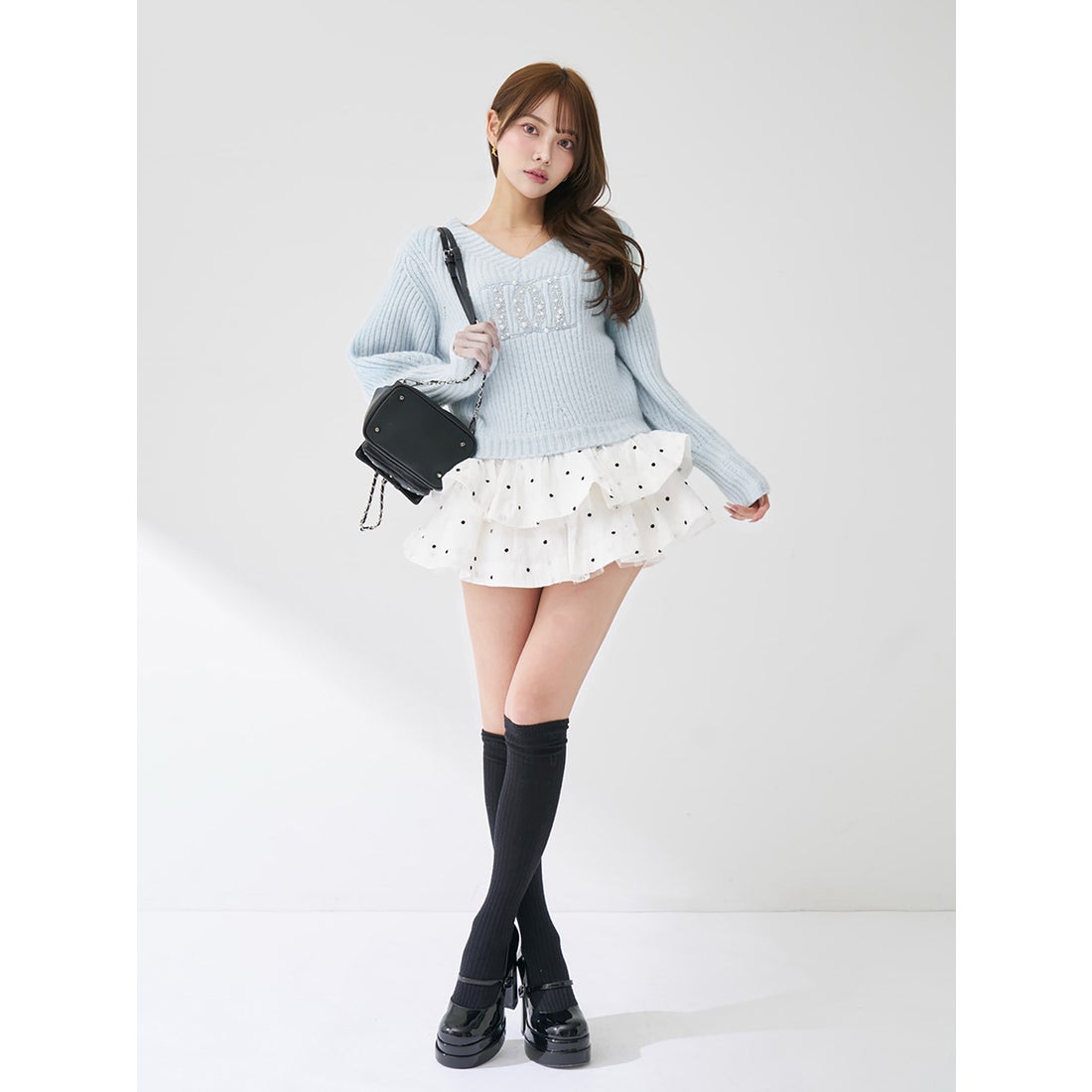 ダーリッチ Darich ファンシービーズDDロゴボリュームニットトップス