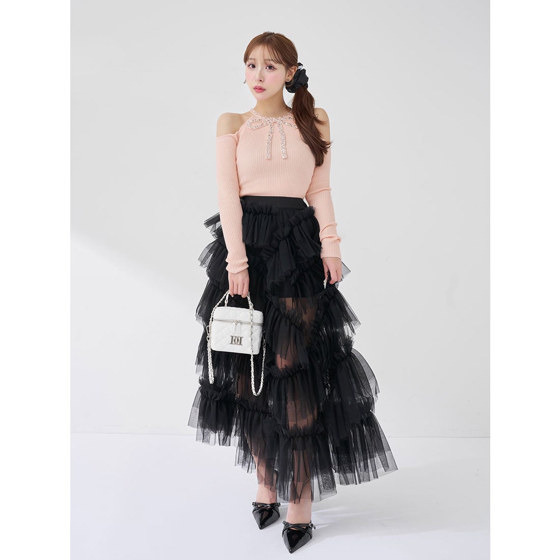 ダーリッチ リボンビジューアメスリニットトップス ダーリッチ Darich