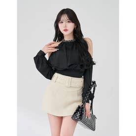 ダーリッチ Darich パールネックアメスリブラウス （ブラック