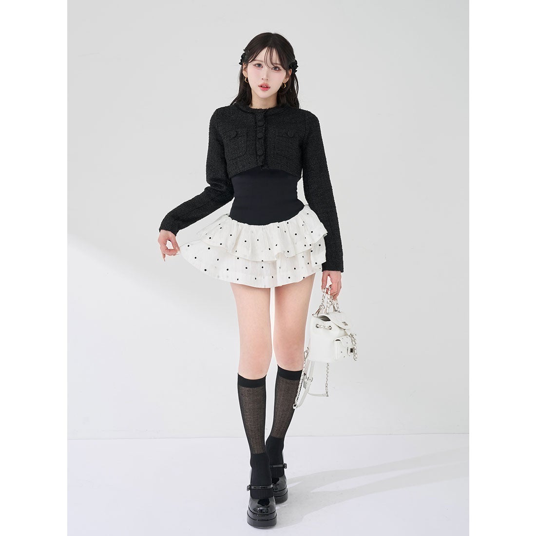 ダーリッチ Darich リュクスツイードショートジャケット （ブラック