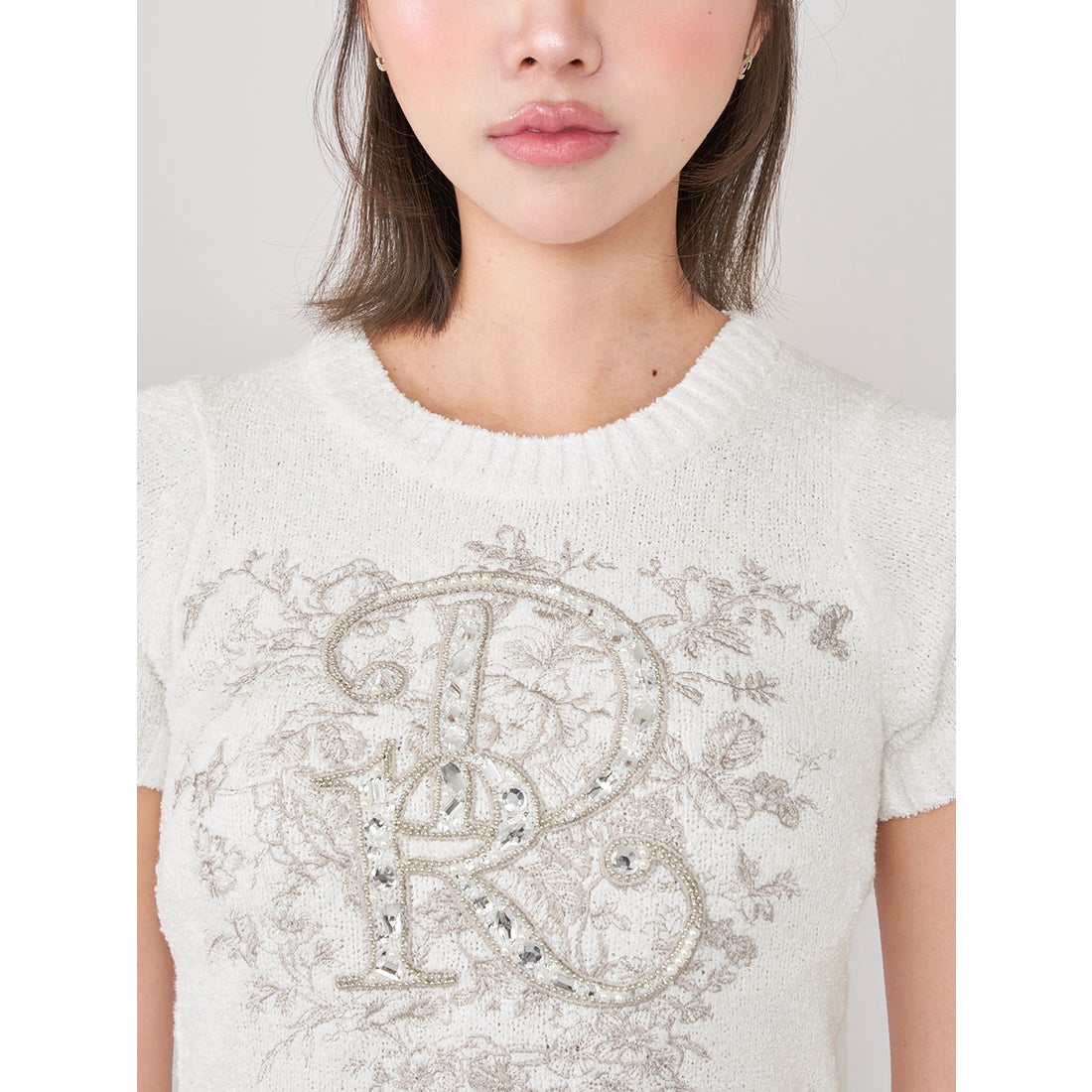 ダーリッチ Darich DRビジューフラワーニットトップス （ピンク