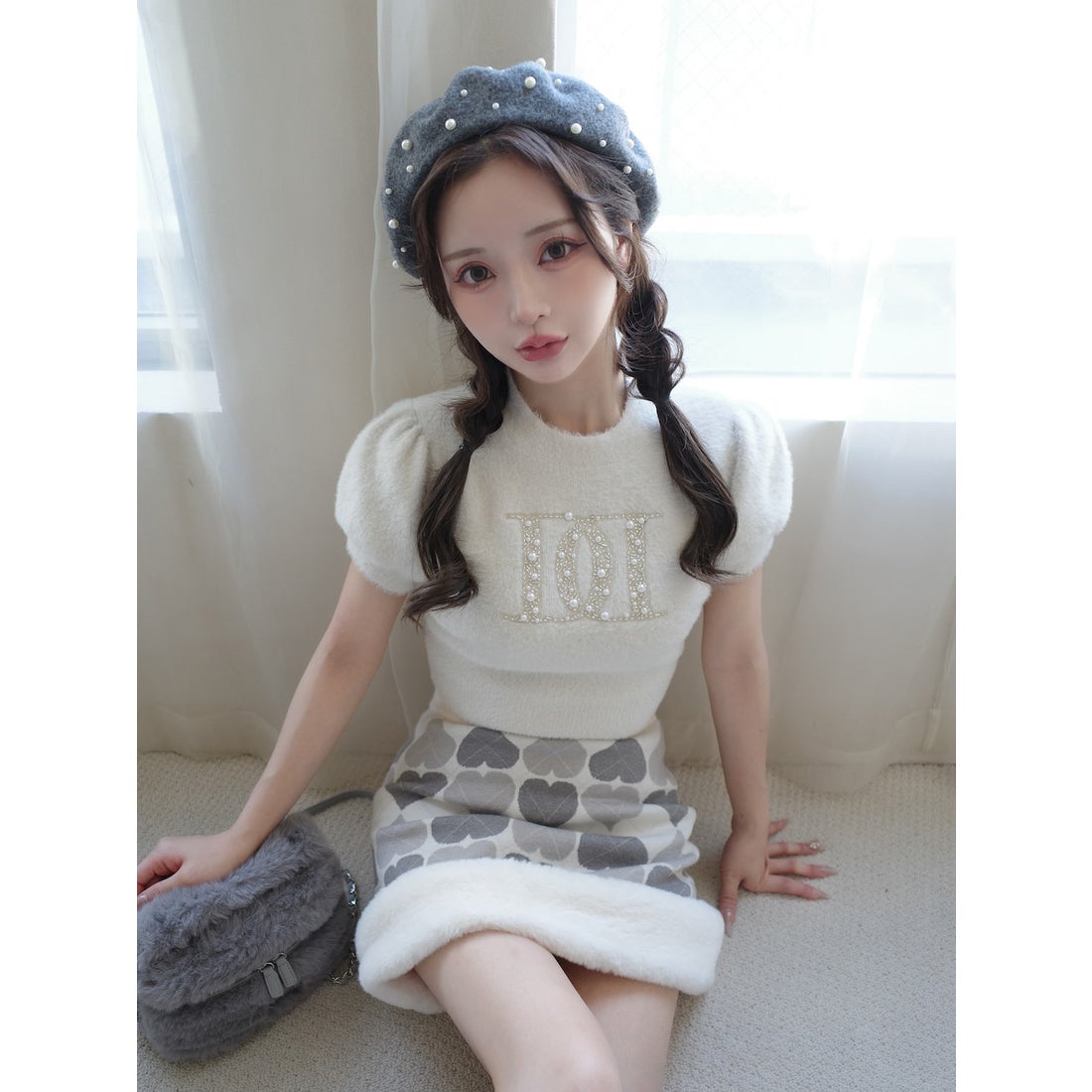 ダーリッチ Darich ファンシービーズDDロゴニットトップス （グレー