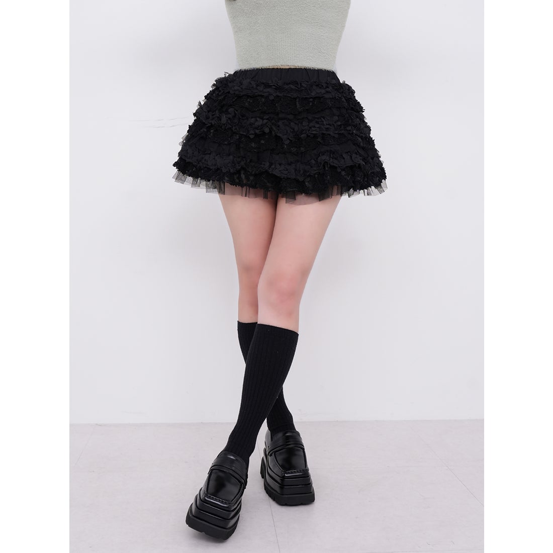 ダーリッチ Darich ランダムフリルニットセットアップ （ブラック